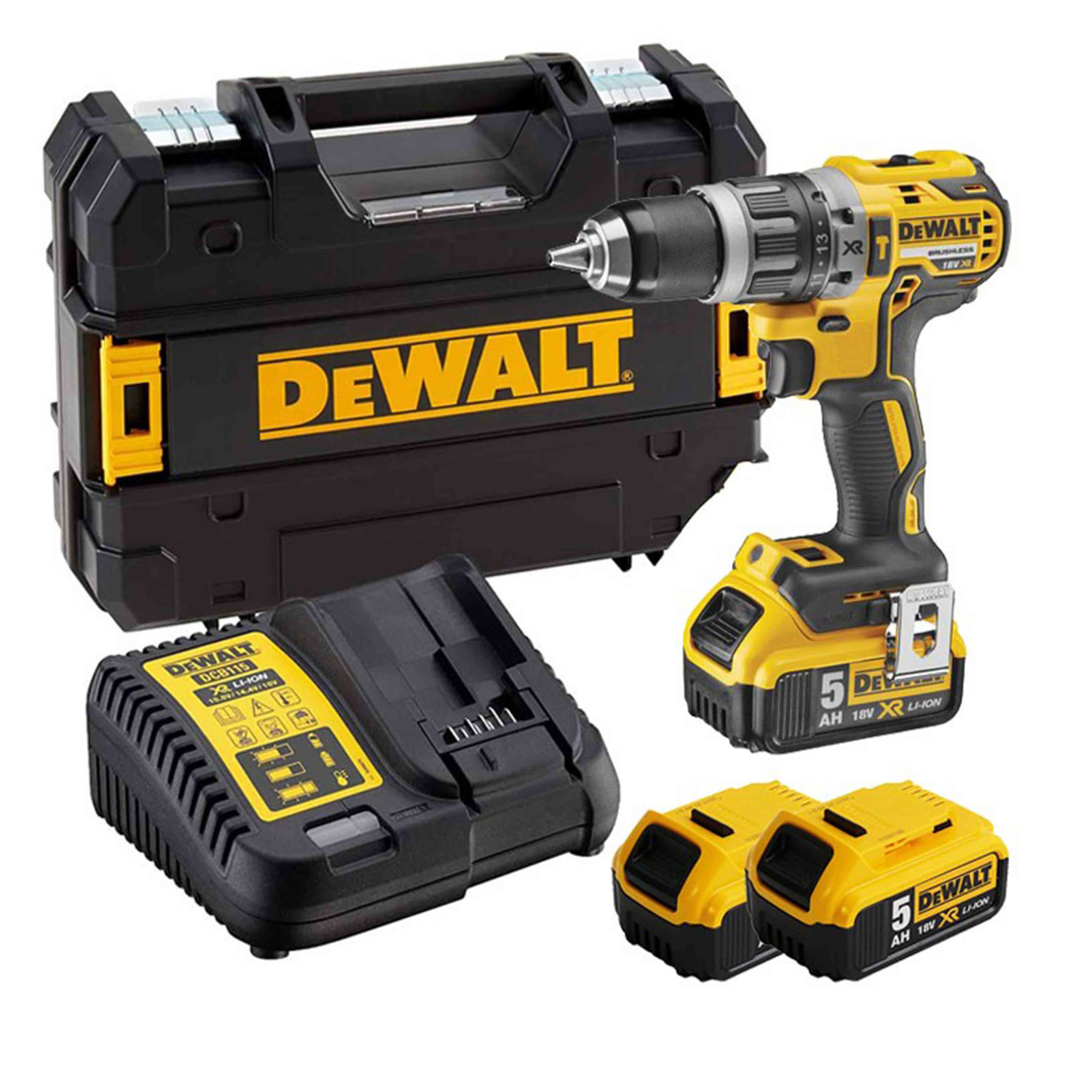 18V XR Lithium 5.0Ah Brushless Impact Drill Driver with 3 XR 18V Batteries in TSTACK CASE and ACCESSORIES - DeWALT - DCD805P3T-IT 18V XR Lithium 5.0Ah Brushless Impact Drill Driver with 3 XR 18V Batteries in TSTACK CASE and ACCESSORIES - DeWALT - DCD805P3T-IT